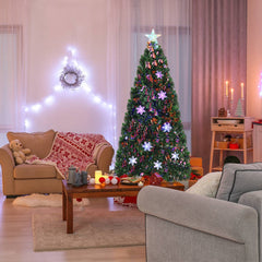 1,8m Árbol de Navidad Artificial 180cm con Base Iluminado con Fibra de Vidrio Cambia Color para Navidad Hogar Fiesta Decoración
