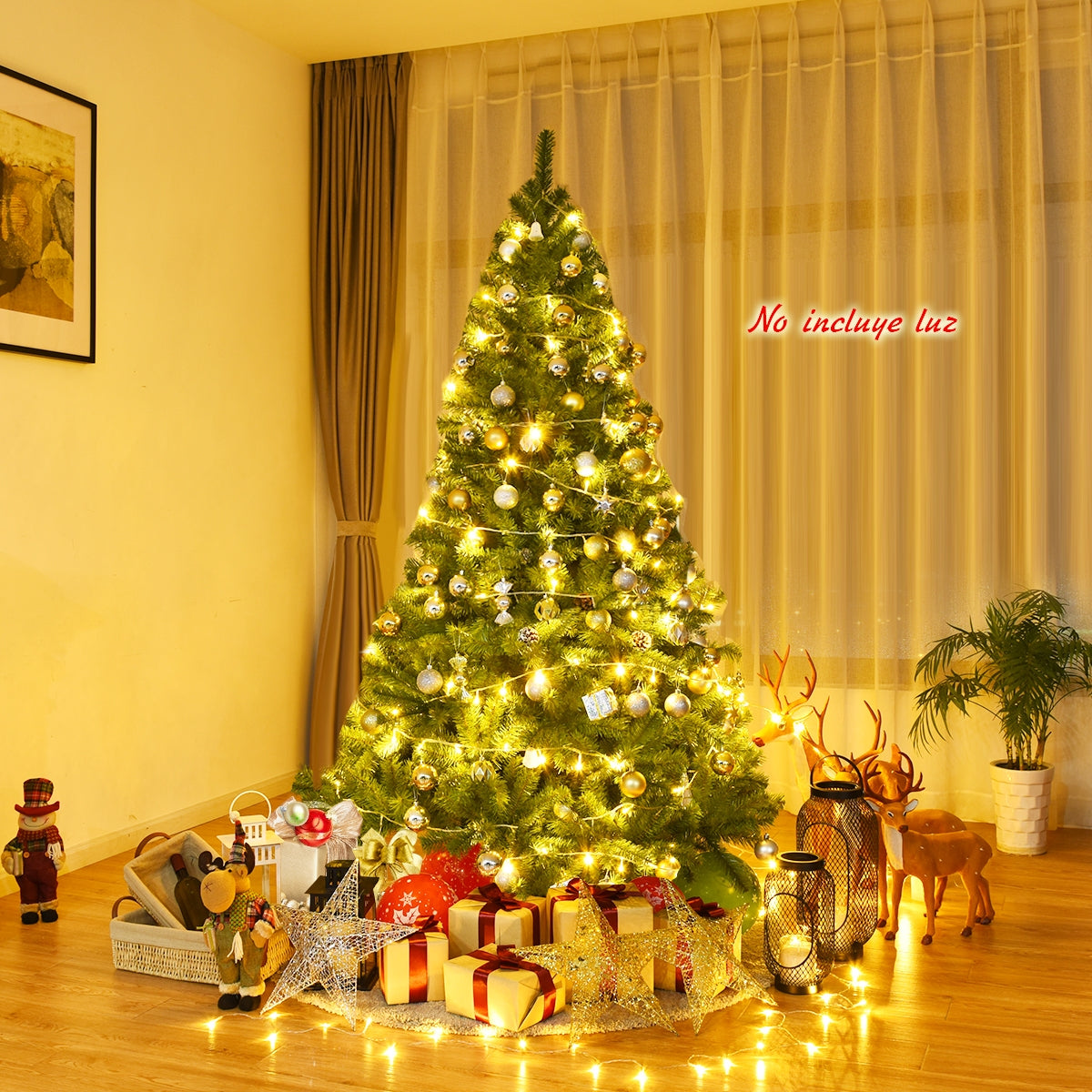 1,8m Árbol de Navidad con 1000 Ramas Bisagras y Base de Metal Resistente Ideal para Casa Oficina Tiendas Hoteles