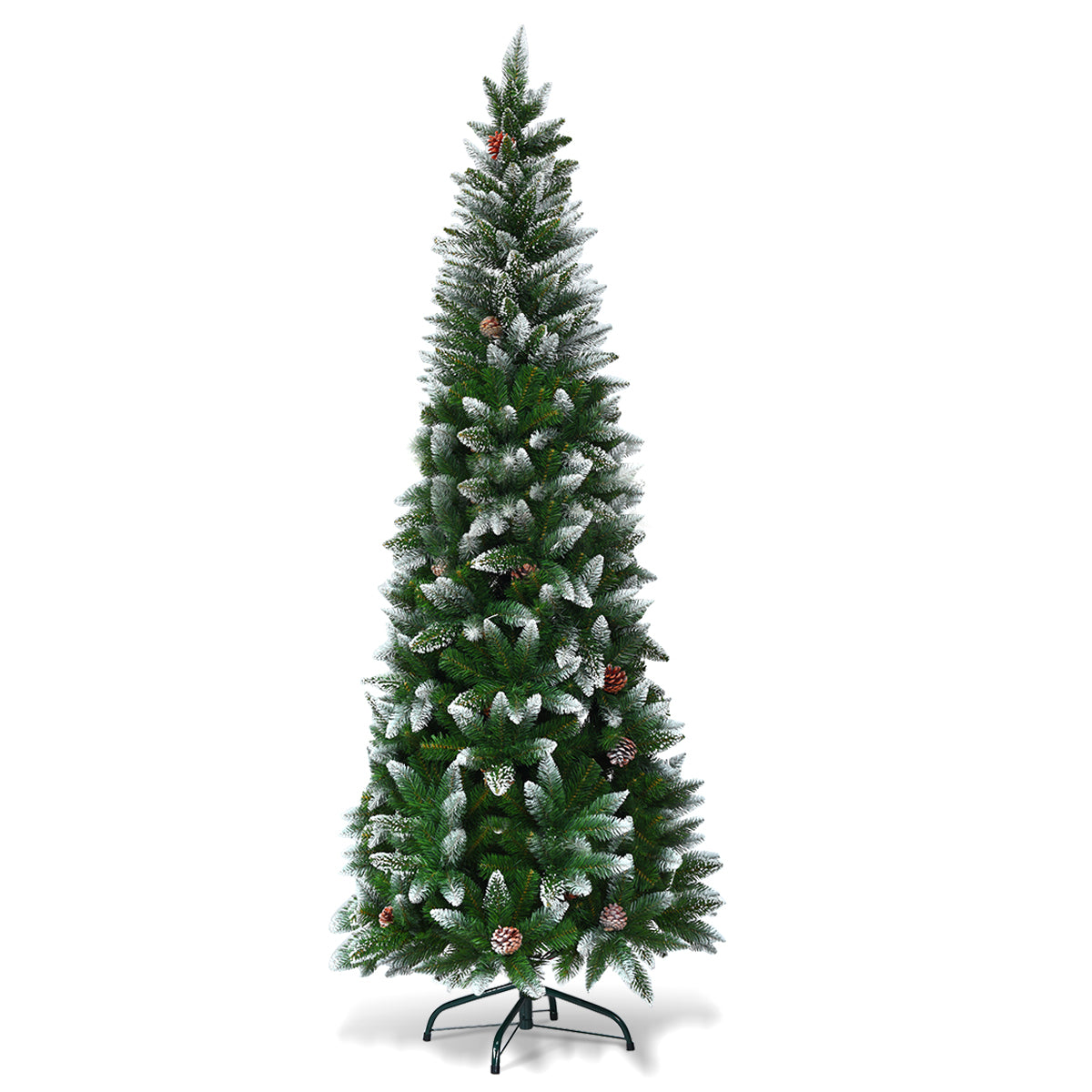 2,2m Árbol de Navidad con 720 Ramas con Agujas en PVC de Alta Calidad y Base de Metal Resistente Verde