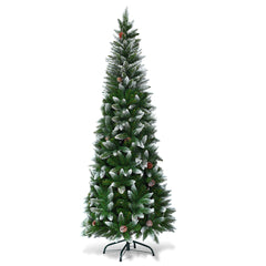 2,2m Árbol de Navidad con 720 Ramas con Agujas en PVC de Alta Calidad y Base de Metal Resistente Verde