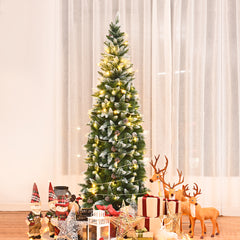 2,2m Árbol de Navidad con 720 Ramas con Agujas en PVC de Alta Calidad y Base de Metal Resistente Verde