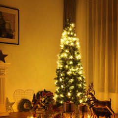 2,2m Árbol de Navidad con 720 Ramas con Agujas en PVC de Alta Calidad y Base de Metal Resistente Verde