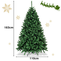 1,8m Árbol de Navidad Árbol Artificial con Base en Metal Resistente Plegable Árbol en PVC para fiesta casa Mercados Verde