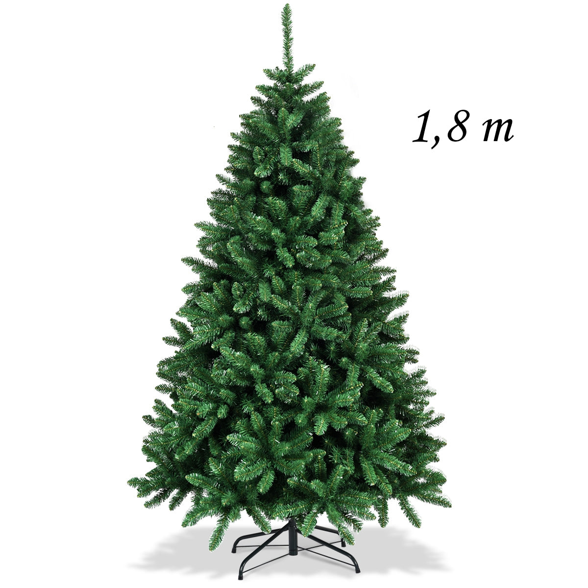1,8m Árbol de Navidad Árbol Artificial con Base en Metal Resistente Plegable Árbol en PVC para fiesta casa Mercados Verde