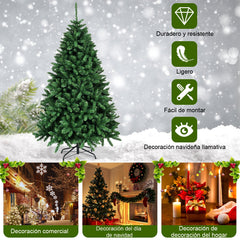 1,8m Árbol de Navidad Árbol Artificial con Base en Metal Resistente Plegable Árbol en PVC para fiesta casa Mercados Verde