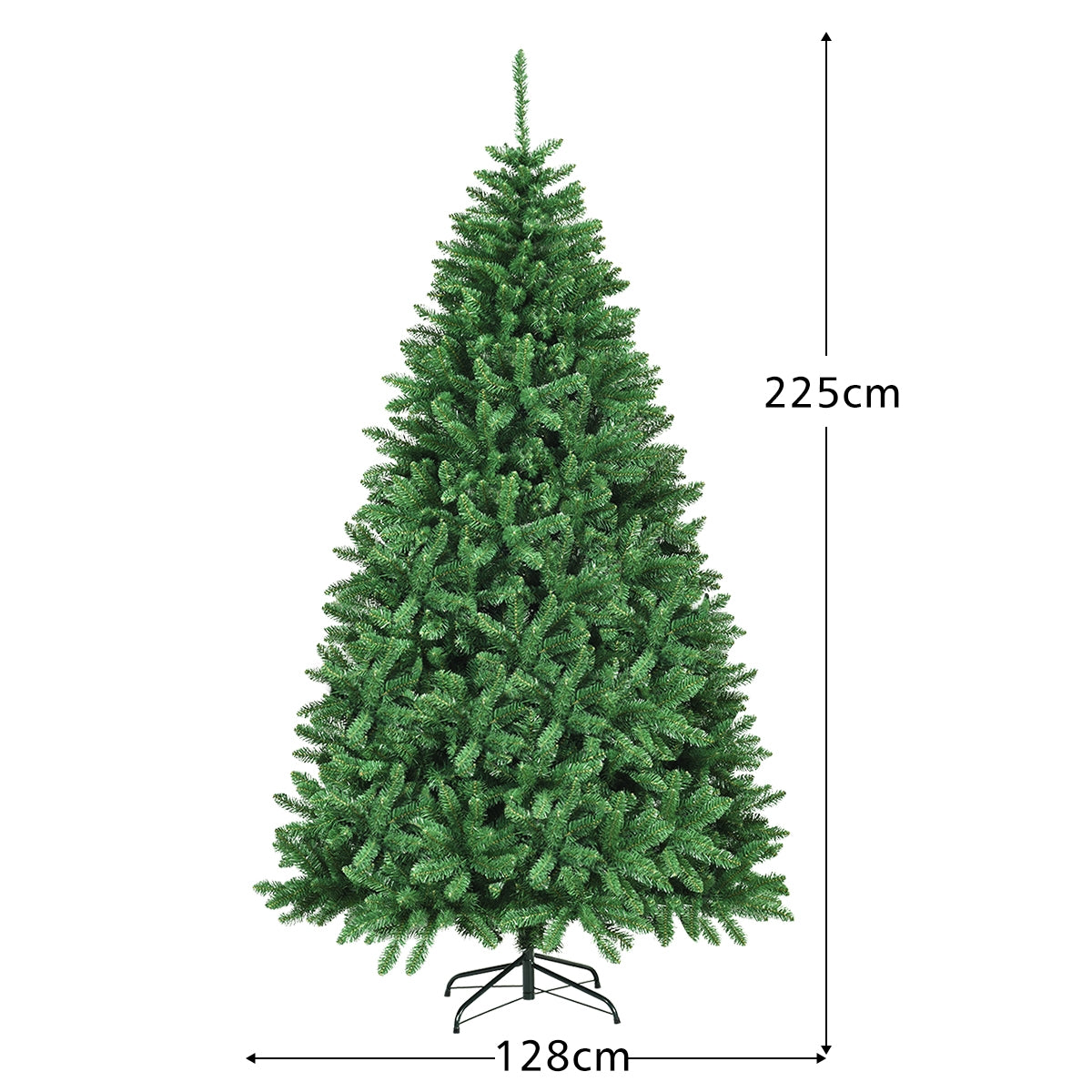 2,25m Árbol de Navidad Abeto Artificial No Iluminado con Base Plegable de Metal Decoración para Casa Oficina