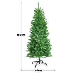1,5m Árbol de Navidad Iluminado con 300 Ramas 150 Luces Blancas y Cálidas Fácil de Montar Perfecto Como Decoración Verde