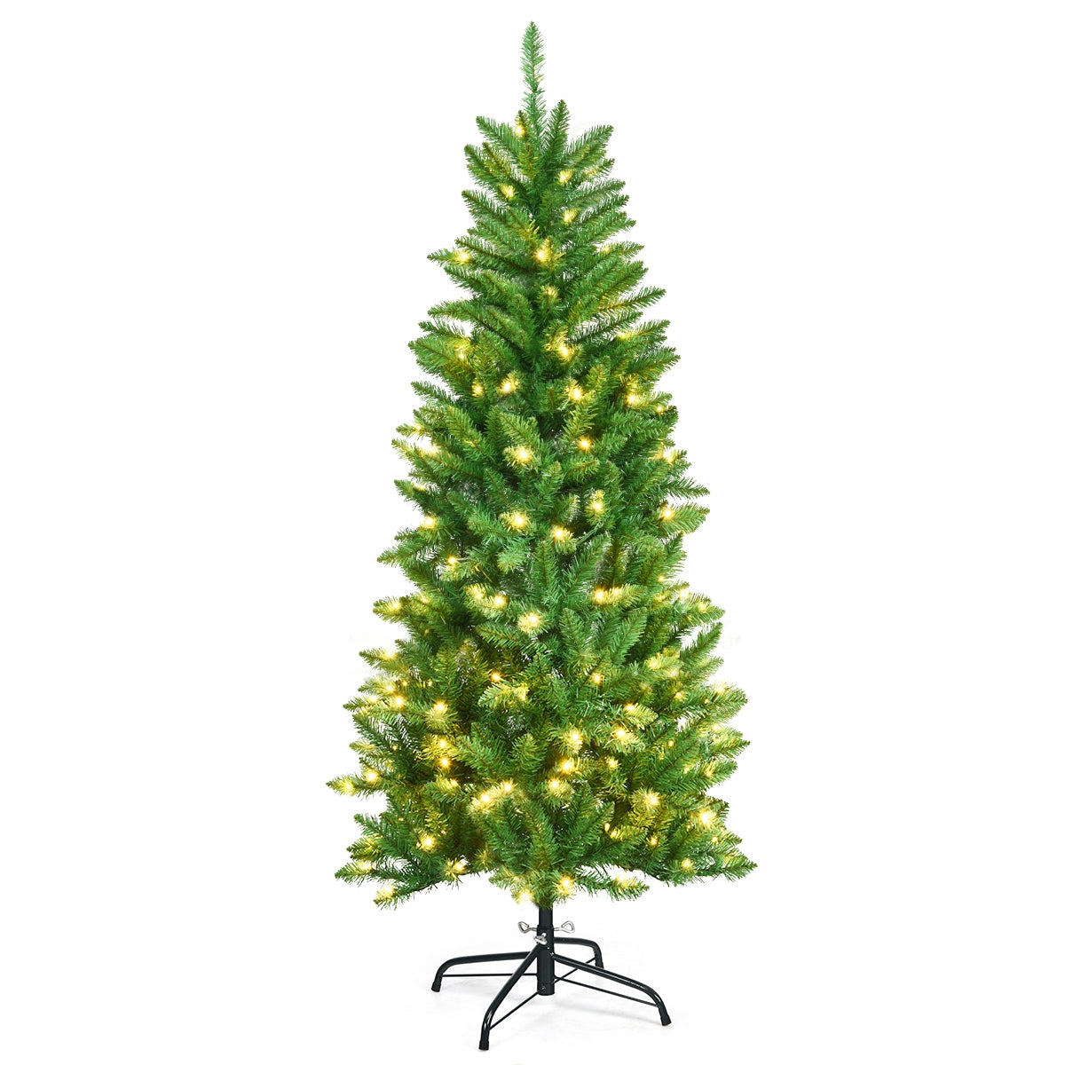 1,5m Árbol de Navidad Iluminado con 300 Ramas 150 Luces Blancas y Cálidas Fácil de Montar Perfecto Como Decoración Verde