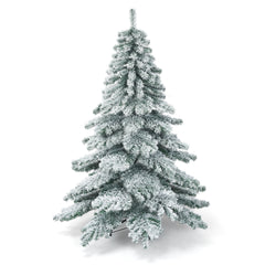 1,8m Árbol de Navidad Nevado con 657 Ramas Abeto Artificial con Base de Metal Hojas Espesas Fácil de Montar y Desmontar