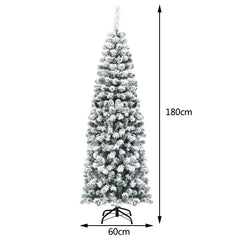 1,8m Árbol de Navidad Nevado Iluminado con 250 Luces LED Cálidas 500 Ramas y Base Plegable de Metal