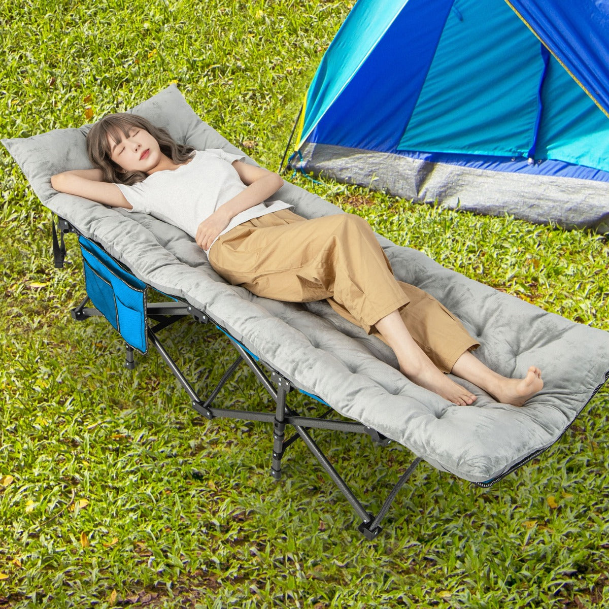 Cojín para Tumbona con 4 Correas de Fijación Tumbona Cojín de Catre para Silla de Exterior Jardín Terraza y Balcón 190 x 70 x 7 cm Gris