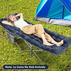 Cojín para Tumbona con 4 Correas de Fijación Tumbona Cojín de Catre para Silla de Exterior Jardín Terraza y Balcón 190 x 70 x 7 cm Azul