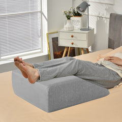 Cojín de Cuña para Elevar Pierna de Espuma Memoria Revestimiento Transpirable Desmontable para Dormir Leer Embarazo 60 x 54,5 x 20 cm Gris