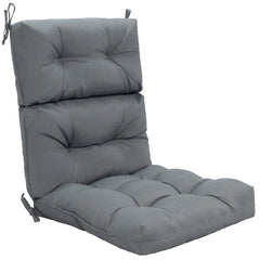 Cojín para Silla de Respaldo Alto Almohada para Silla de Patio con Cinturones Antideslizantes Esponja Engrosada Material de Poliéster Gris