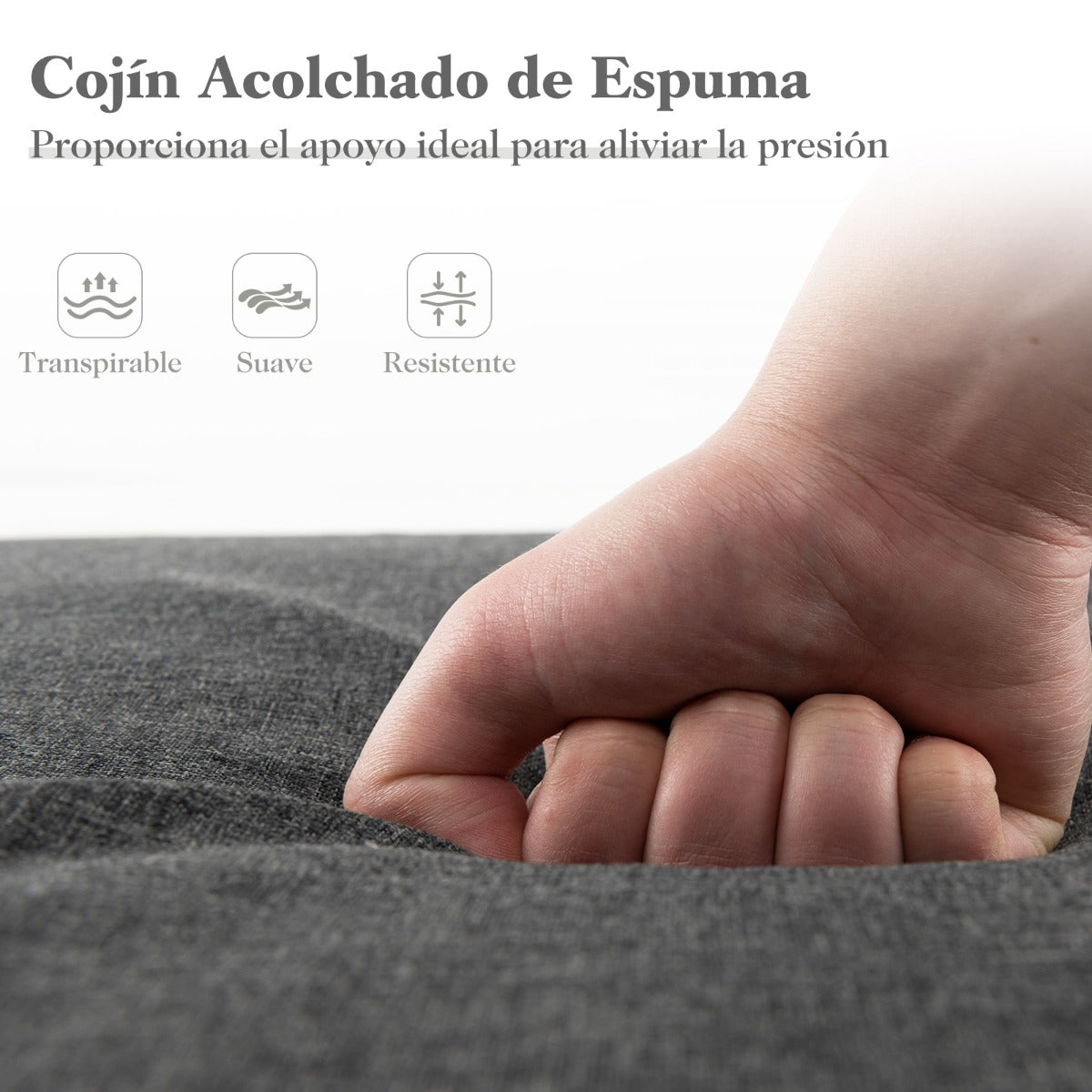 Cojín para Tumbona de Exterior Almohadilla para Muebles de Patio con Correas de Fijación Cierre de Gancho Bucle 182 x 59 cm Gris