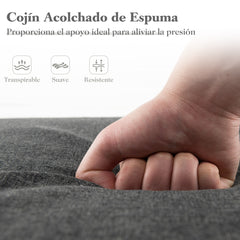 Cojín para Tumbona de Exterior Almohadilla para Muebles de Patio con Correas de Fijación Cierre de Gancho Bucle 182 x 59 cm Gris