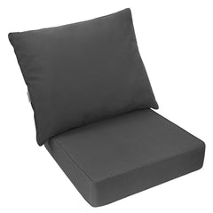 Juego de 2 Cojines Desmontables para Muebles de Patio con Cintas Antideslizantes Relleno Suave Gris
