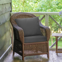 Juego de 2 Cojines Desmontables para Muebles de Patio con Cintas Antideslizantes Relleno Suave Gris