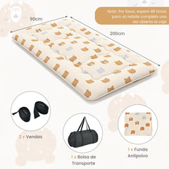 Colchón Enrollable Para el Suelo Tapete de Tatami con Funda Lavable Colchoneta Portátil con Bolsa de Transporte-Marrón-200 x 90 x 10 cm