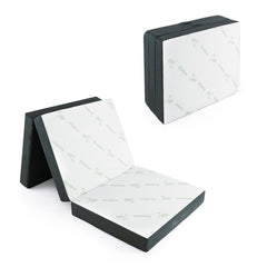 Colchón Plegable en 3 Secciones Cubierta de Fibra de Bambú y Tela Transpirable con Asa 193 x 80 x 10 cm Blanco y Gris