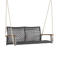 Banco Columpio de Exterior con 2 Asientos Columpio de Ratán PE Columpio para Pórtico Veranda Patio Jardín Balcón 131 x 68 x 54 cm Marrón
