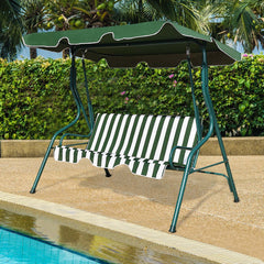 Columpio Oscilación del jardín Tumbona Patio 3 Plazas con Sombrillas 172 x 154 x 110 cm Verde