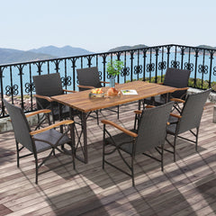 Conjunto de 2 Sillas de Mimbre para Patio Sillas de Ratán PE con Cojín Suave Reposabrazos Marco Metal Sillones para Jardín Balcón Piscina