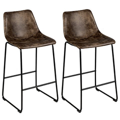 Juego de 2 Taburetes Alto Mostrador de Terciopelo Sintético con Patas de Metal Reposapiés Vintage para Cocina Bar 49 x 47 x 102 cm Dorado