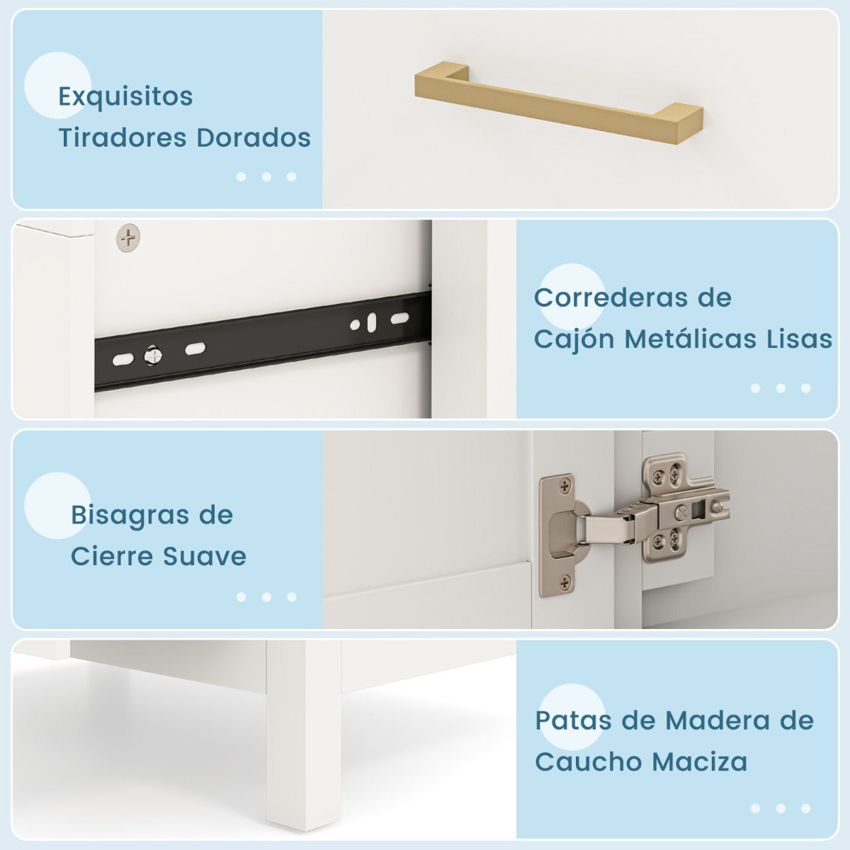 Mueble de Baño con Lavabo de Cerámica Armario de Almacenamiento Bajo Lavabo con 2 Cajones y 2 Puertas Mueble de Pie para Lavabo Blanco