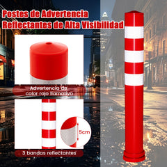 Lote de 10 Poste de Seguridad Postes de Limitadores de Tráfico Conos de Barrera de TPR de 65,5 cm con Accesorios de Instalación Rojo