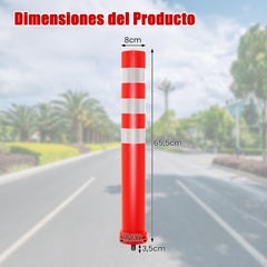 Lote de 10 Poste de Seguridad Postes de Limitadores de Tráfico Conos de Barrera de TPR de 65,5 cm con Accesorios de Instalación Rojo