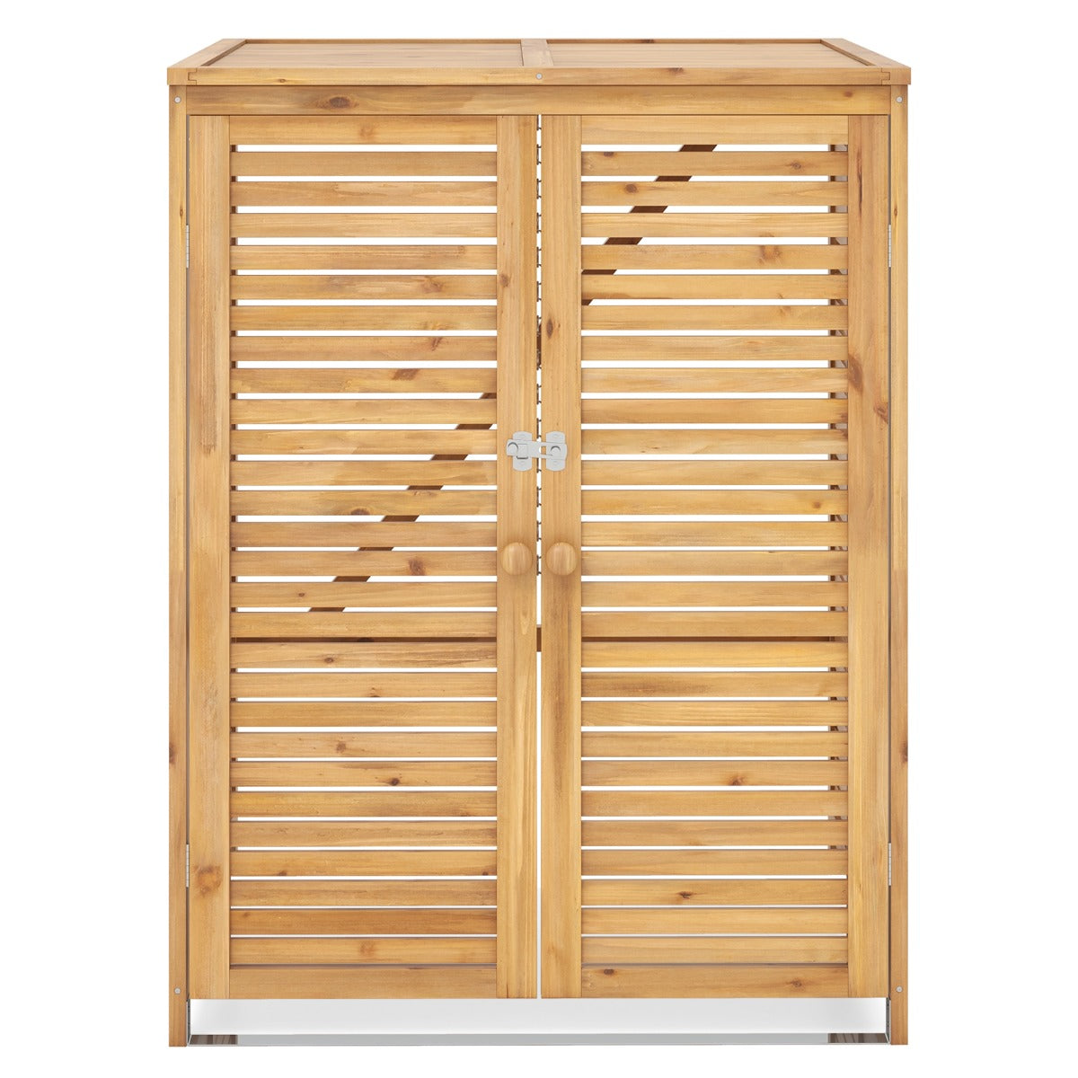Cobertizo de Basura de Madera de 120 L Contenedor de Desechos para Exteriores con Tapa Abatible Puertas Dobles para Jardín Patio Natural