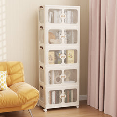 Contenedores Apilables 159/212/265L con Tapa Ruedas Organizador Plegable con Puertas Transparentes-5 Niveles