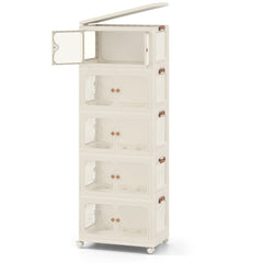 Contenedores Apilables 159/212/265L con Tapa Ruedas Organizador Plegable con Puertas Transparentes-5 Niveles