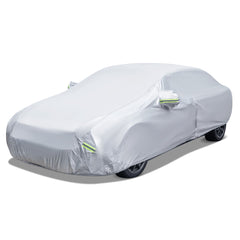 Funda Coche con Cremallera Tiras Reflectantes y Bolsa de Almacenamiento Funda para Auto para Rayos UV Lluvia y Nieve 455 x 165 cm Negro