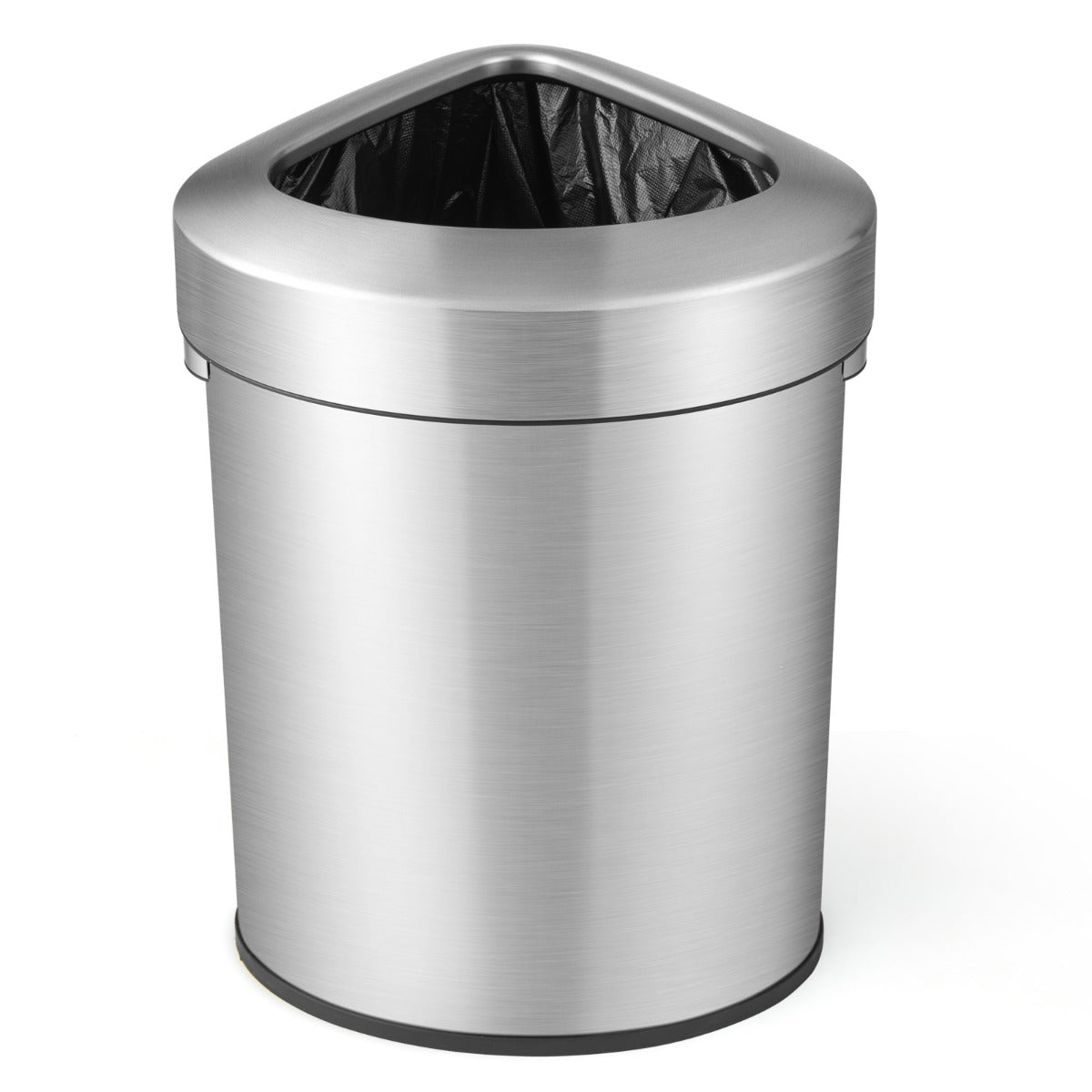 Cubo de Basura de Esquina de Acero Inoxidable de 60 L con Tapa Fondo Antideslizante Cubo de Basura para Espacios Estrechos Cocina Plata