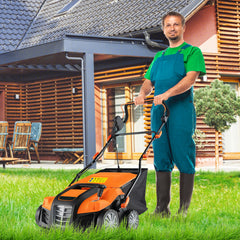 Desmalezador Plegable Eléctrico de 41 cm 2 en 1 de 15 A con Ajuste de Altura y de Profundidad con Bolsa Recolectora de 55 L Naranja