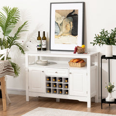 Despensa para Cocina Moderna con 2 Armarios y Cajón para Cocina Comedor Salón 117 x 40,5 x 82,5 cm Blanco