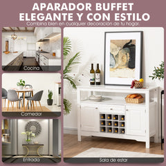 Despensa para Cocina Moderna con 2 Armarios y Cajón para Cocina Comedor Salón 117 x 40,5 x 82,5 cm Blanco