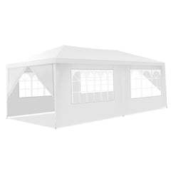 Toldo Glorieta para Barbacoa con 4 Cortinas Laterales Removibles y 2 Puertas con Cremallera Blanco 6 x 3 x 2,5 m
