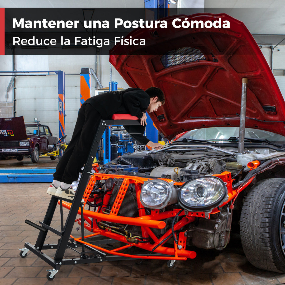 Elevador Lateral Plegable Mecanismo Automotriz con Altura Ajustable de 114,5 a 168 cm y Ángulo de 3 Velocidades Plataforma Acolchada