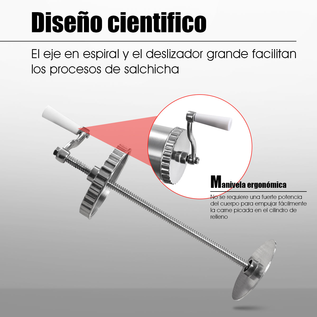 2,5kg Embutidora de Salchichas Manual en aluminio con Ventosa de Sujeción con 3 tubos de distintos grosores