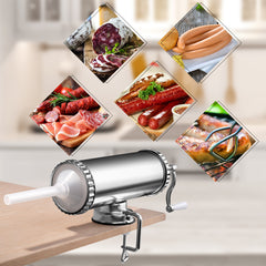 2,5kg Embutidora de Salchichas Manual en aluminio con Ventosa de Sujeción con 3 tubos de distintos grosores