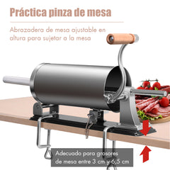 3kg Embutidora de Salchichas Máquina Picadora Relleno de Chorizo 4 Tubos de Llenado