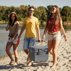 Enfriador 15 L Caja de Hielo Portátil a Prueba de Fugas 24 Latas para Camping 46 x 34 x 33 cm Gris