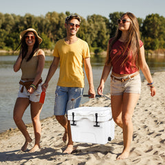 Enfriador 15 L Caja de Hielo Portátil a Prueba de Fugas 24 Latas para Camping 46 x 34 x 33 cm Blanco