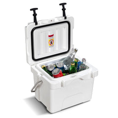 Enfriador 15 L Caja de Hielo Portátil a Prueba de Fugas 24 Latas para Camping 46 x 34 x 33 cm Blanco