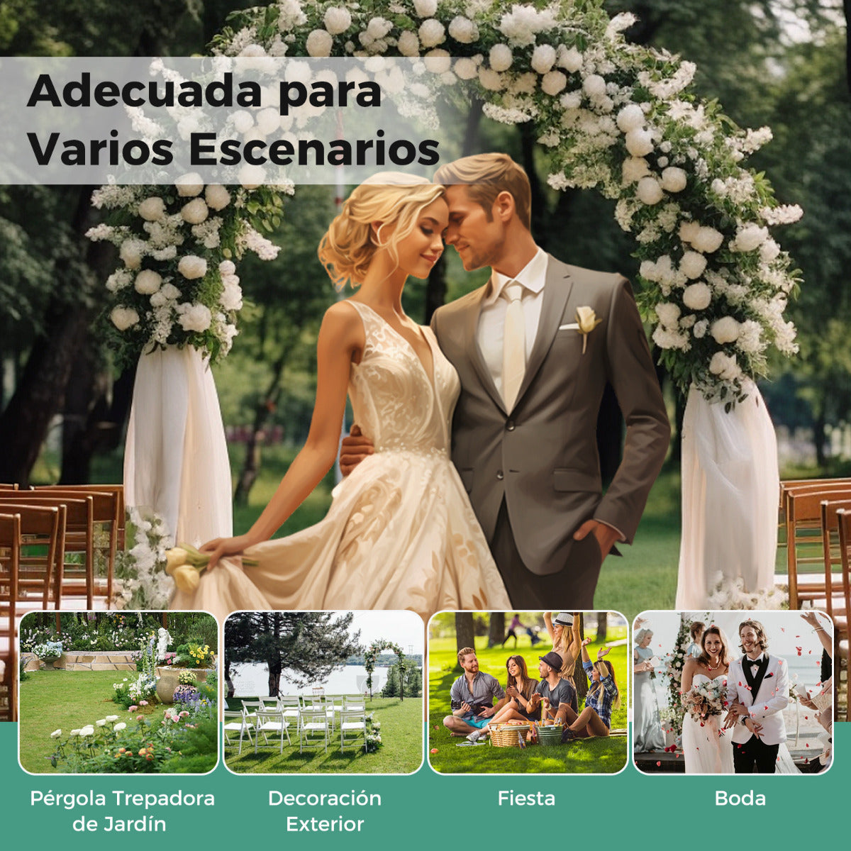 Enrejado de Jardín Pérgola de Metal al Aire Libre con Decoraciones de Estilo Clásico 4 Estacas de Tierra Espalderas para Plantas Trepadoras