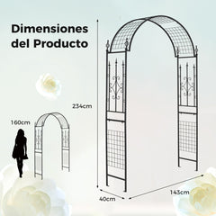 Enrejado de Jardín Pérgola de Metal al Aire Libre con Decoraciones de Estilo Clásico 4 Estacas de Tierra Espalderas para Plantas Trepadoras