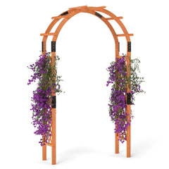 235 cm Pérgola de Madera de Arco de Jardín Enrejado de Madera de Exterior para Plantas Trepadoras Naranja